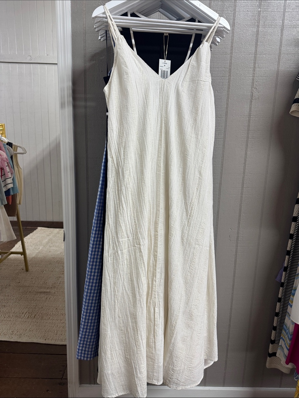 Molly Bracken Cream V-Neck Spaghetti Strap Maxi Dress